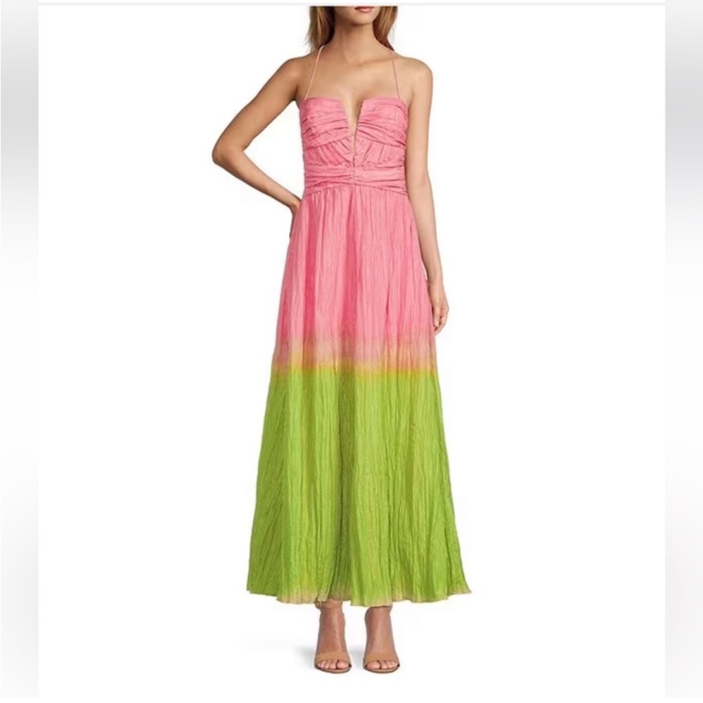ANTONIO MELANI Pink and Green Maxi Dress